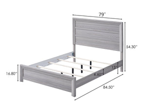 English Elm Rustic King Size Panel Bed with Contemporary Paneled Headboard, Clean Lines and Warm Wood Finish Gray 83 L x 39 W x 6.8 H B011S00803
