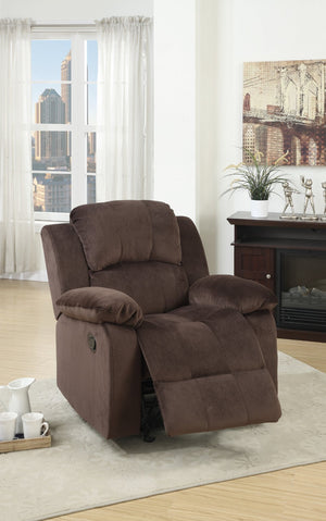 English Elm Modern Tufted Suede Reclining Sofa Set with Rocker for Contemporary Living Rooms B011S02396