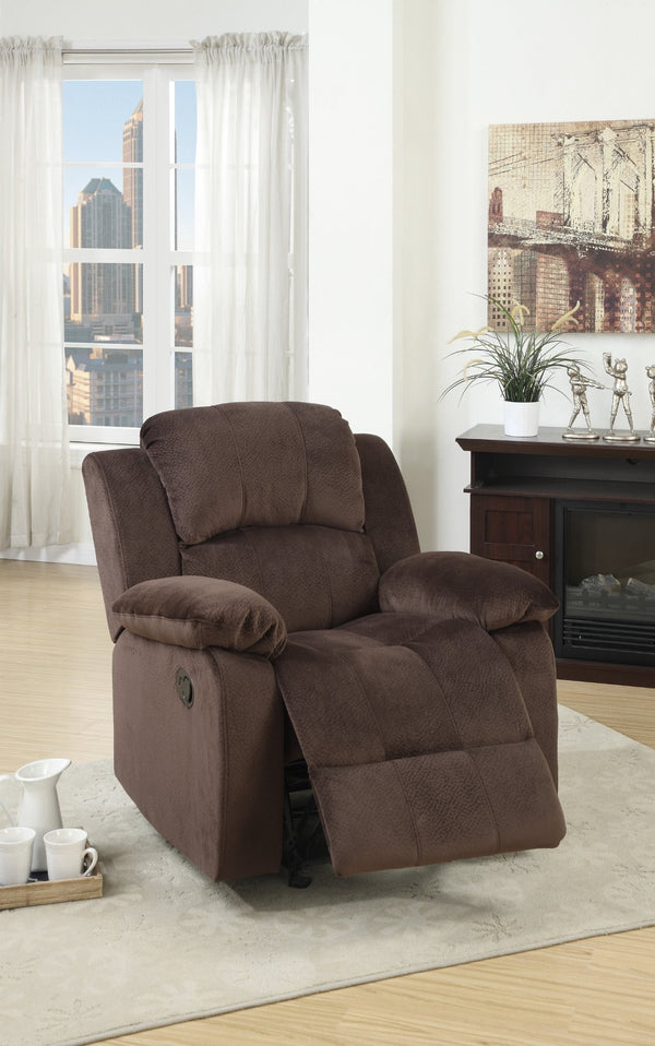 English Elm Modern Tufted Suede Reclining Sofa Set with Rocker for Contemporary Living Rooms B011S02396