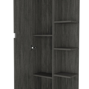 English Elm Linen Tall Bathroom Storage Cabinet 62" High with Five Open Shelves and Adjustable Interior Shelving Gray 63.38 L x 16.53 W x 5.51 H B097133202