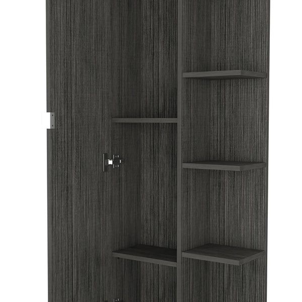 English Elm Linen Tall Bathroom Storage Cabinet 62" High with Five Open Shelves and Adjustable Interior Shelving Gray 63.38 L x 16.53 W x 5.51 H B097133202