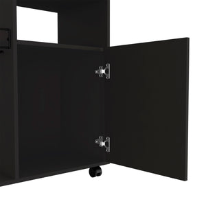 English Elm DEPOT Opal Kitchen Cart Black – Single-Door Cabinet with Microwave Countertop, Mobile 4-Caster Unit B097133124