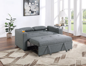 English Elm Contemporary Convertible Sleeper Sofa with Cup Holders, Tufted Polyfiber Seat, Adjustable Backrest and Pull-Out Bed Grey+Blue 45 L x 15 W x 49 H B011S00814