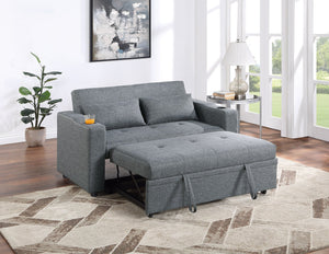 English Elm Contemporary Convertible Sleeper Sofa with Cup Holders, Tufted Polyfiber Seat, Adjustable Backrest and Pull-Out Bed Grey+Blue 45 L x 15 W x 49 H B011S00814