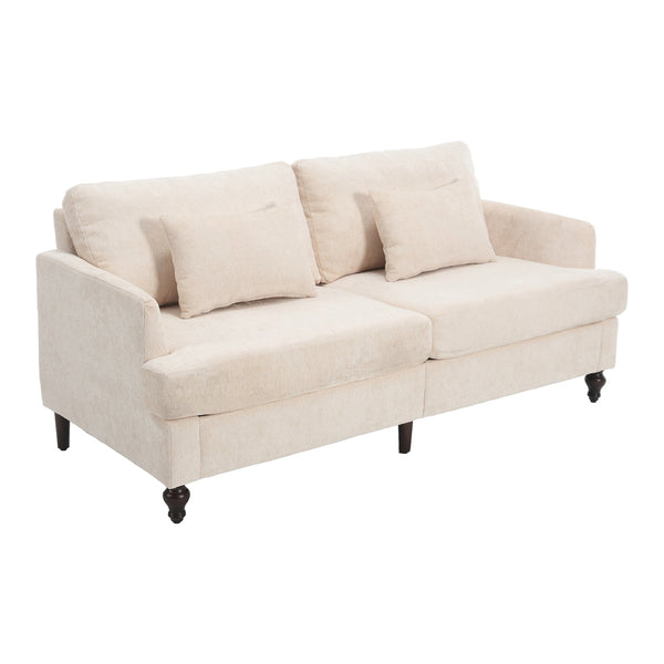 English Elm Mid Century Modern chenille loveseat with solid wood frame, detachable cushions, breathable fabric couch Beige W395P151895