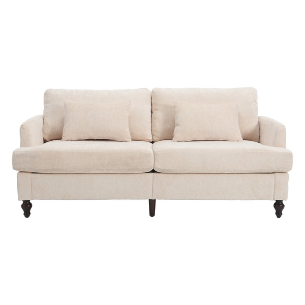 English Elm Mid Century Modern chenille loveseat with solid wood frame, detachable cushions, breathable fabric couch Beige W395P151895
