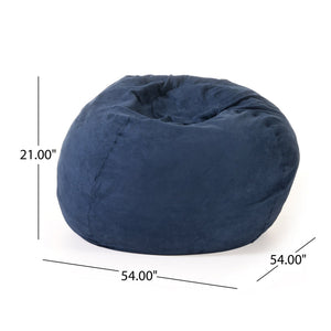 English Elm 5-Foot Plush Microsuede Bean Bag Chair For Kids & Adults - Cozy, Removable Cover, Midnight Blue Lounge B181P164876
