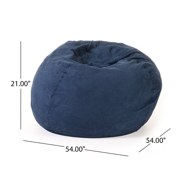 English Elm 5-Foot Plush Microsuede Bean Bag Chair For Kids & Adults - Cozy, Removable Cover, Midnight Blue Lounge B181P164876