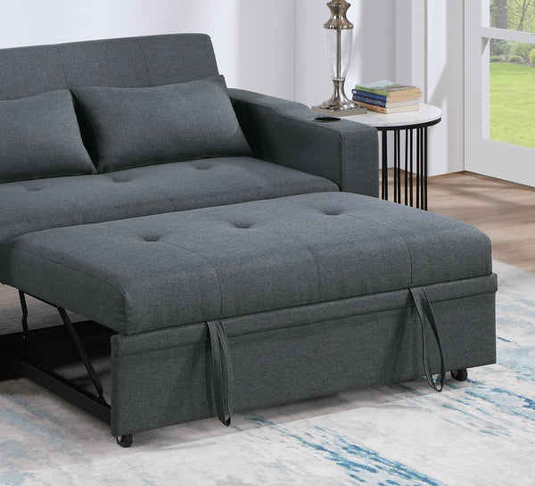 English Elm Contemporary Convertible Sleeper Sofa with Cup Holders, Tufted Polyfiber Seat, Adjustable Backrest and Pull-Out Bed Charcoal 45 L x 15 W x 49 H B011S00813