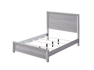 English Elm Rustic King Size Panel Bed with Contemporary Paneled Headboard, Clean Lines and Warm Wood Finish Gray 83 L x 39 W x 6.8 H B011S00803