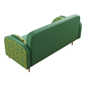 English Elm green Tulip Loveseat Sofa — Modern PU Upholstered Two-Seater with Solid Wood Frame & 2 Dumpling Pillows W1767142165