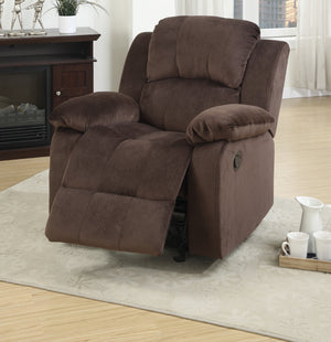 English Elm Motion Recliner Chair Plush Chocolate Padded Suede Metal Recliner Wide Arms Pine Frame Comfort B011P163887