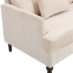 English Elm Mid Century Modern chenille loveseat with solid wood frame, detachable cushions, breathable fabric couch Beige W395P151895