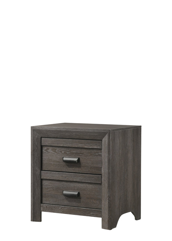 English Elm 1pc Contemporary Nightstand with Two Drawers and Metal Pulls — Compact Wooden Bedside Accent Table Brown 26.5 L x 19.5 W x 28 H B011P163844
