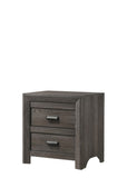 English Elm 1 Piece Contemporary Nightstand End Table With Two Storage Drawers Brown Gray Finish Bedroom Wooden Furniture