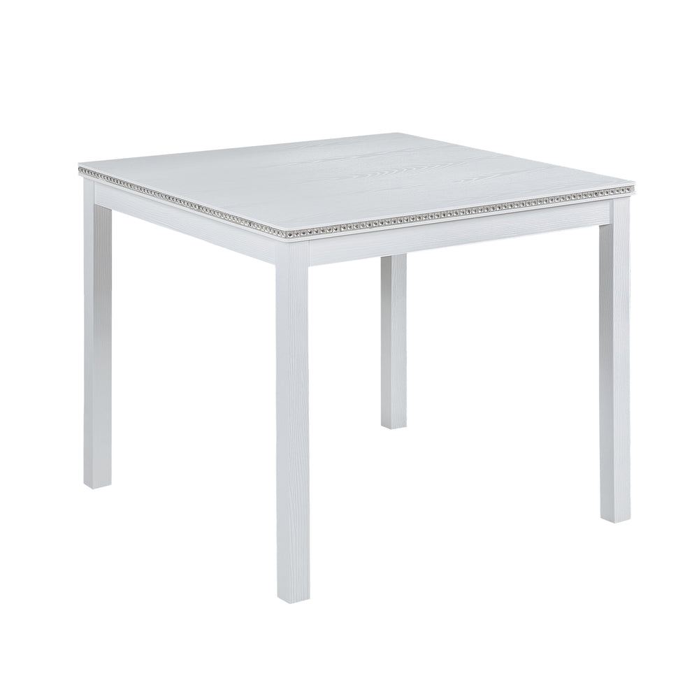 English Elm 5 Piece Wooden Dining Table Set - Elegant Square Table & 4 Upholstered Chairs For Modern Dining W1998S00043