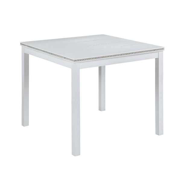 English Elm 5 Piece Wooden Dining Table Set - Elegant Square Table & 4 Upholstered Chairs For Modern Dining W1998S00043