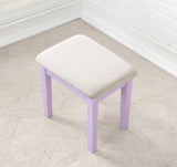 English Elm Moniys Wood Moniya Makeup Vanity Table and Stool Set, Purple