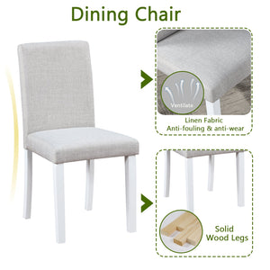 English Elm 5 Piece Wooden Dining Table Set - Elegant Square Table & 4 Upholstered Chairs For Modern Dining W1998S00043