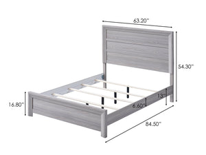 English Elm Rustic King Size Panel Bed with Contemporary Paneled Headboard, Clean Lines and Warm Wood Finish Gray 66.3 L x 39 W x 6.8 H B011S00802