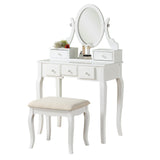 English Elm Ashley Wood Make-Up Vanity Table and Stool Set, White