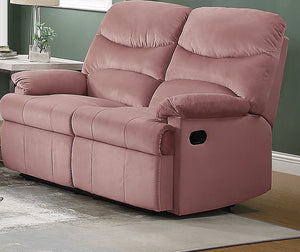 English Elm Luxurious Velvet Reclining Loveseat with Tufted Plush Armrests, Side Handle for Effortless Relaxing Comfort Pink 31 L x 27 W x 54 H B011P163889