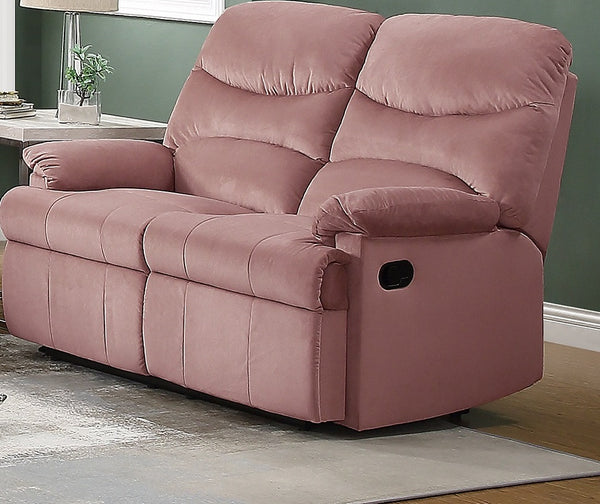 English Elm Luxurious Velvet Reclining Loveseat with Tufted Plush Armrests, Side Handle for Effortless Relaxing Comfort Pink 31 L x 27 W x 54 H B011P163889