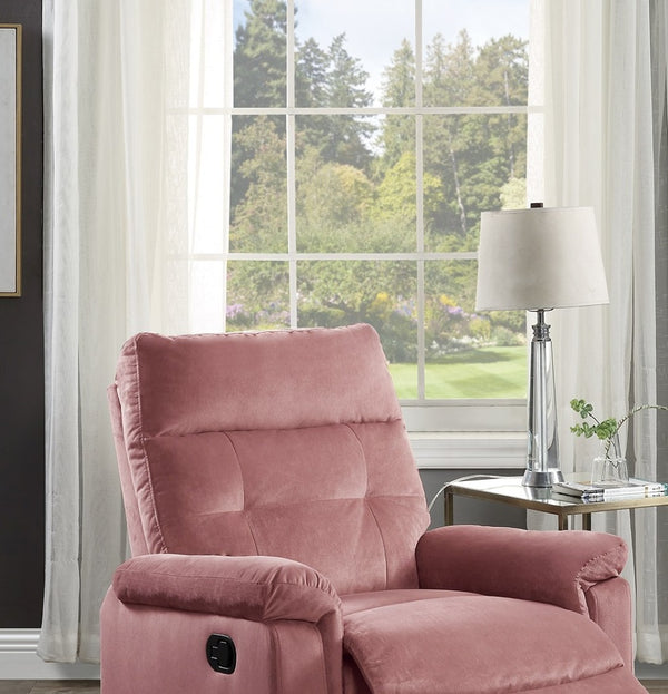 English Elm Luxurious Velvet Manual Recliner with Tufted Back and Plush Armrests for Living Room B011P163886