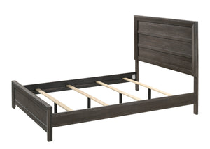 English Elm Rustic King Size Panel Bed with Contemporary Paneled Headboard, Clean Lines and Warm Wood Finish Brown Gray 59.3 L x 39 W x 6.8 H B011S00801