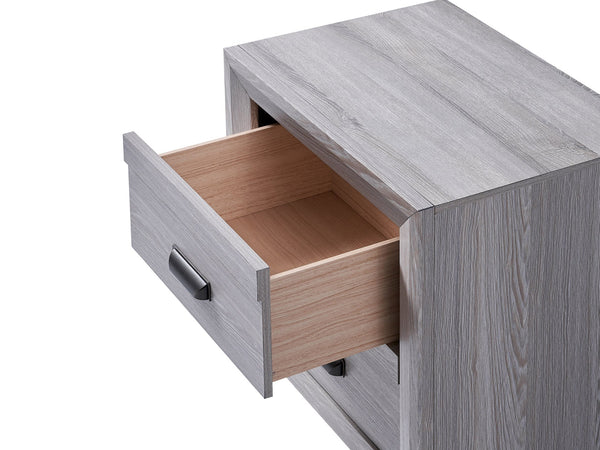 English Elm 1pc Contemporary Nightstand with Two Drawers and Metal Pulls — Compact Wooden Bedside Accent Table Gray 26.5 L x 19.5 W x 28 H B011P163877