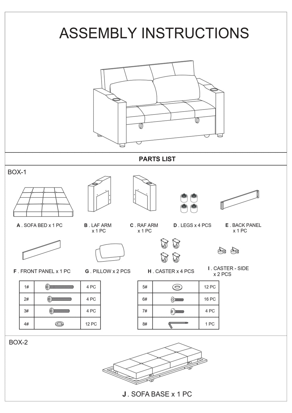 English Elm Contemporary Convertible Sleeper Sofa with Cup Holders, Tufted Polyfiber Seat, Adjustable Backrest and Pull-Out Bed Grey+Blue 45 L x 15 W x 49 H B011S00814