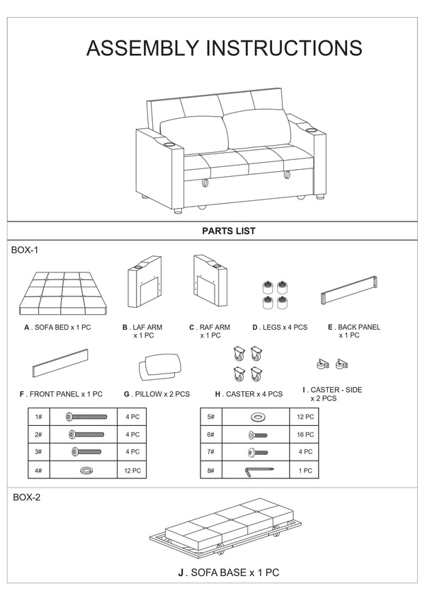English Elm Contemporary Convertible Sleeper Sofa with Cup Holders, Tufted Polyfiber Seat, Adjustable Backrest and Pull-Out Bed Grey+Blue 45 L x 15 W x 49 H B011S00814
