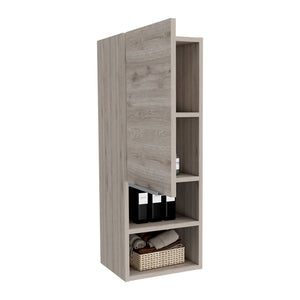 English Elm Medicine Cabinet 32" H With 2 Interior Shelves & 2 Open External Shelves - Stylish Light Gray Design B097133165