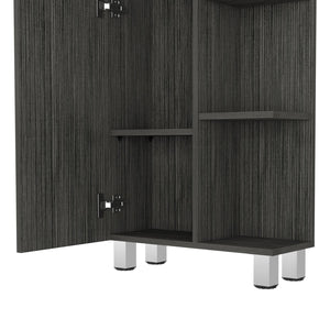 English Elm Linen Tall Bathroom Storage Cabinet 62" High with Five Open Shelves and Adjustable Interior Shelving Gray 63.38 L x 16.53 W x 5.51 H B097133202