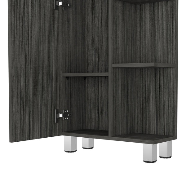 English Elm Linen Tall Bathroom Storage Cabinet 62" High with Five Open Shelves and Adjustable Interior Shelving Gray 63.38 L x 16.53 W x 5.51 H B097133202