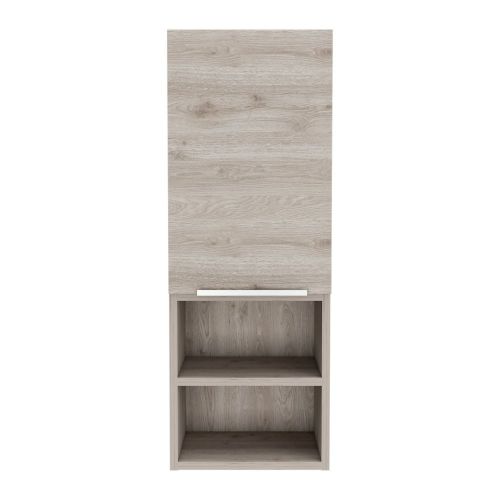 English Elm Medicine Cabinet 32" H With 2 Interior Shelves & 2 Open External Shelves - Stylish Light Gray Design B097133165