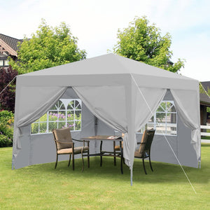 English Elm Outdoor 10x10 Pop up Canopy Gazebo with Sidewalls Mesh Windows Steel Frame Uv Roof Grey W419P445700