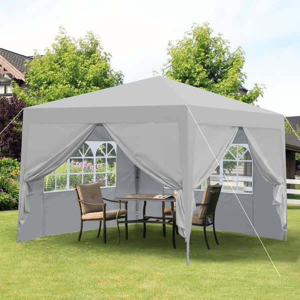 English Elm Outdoor 10x10 Pop up Canopy Gazebo with Sidewalls Mesh Windows Steel Frame Uv Roof Grey W419P445700