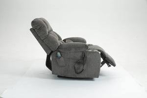 English Elm Lift Recliner Chair for Big and Tall with Velvet Cushion Heat Massage Power Motor W547S00048