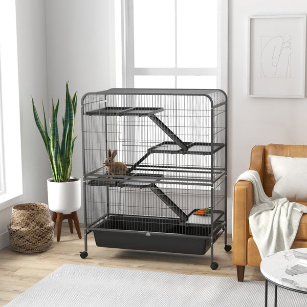 English Elm Pawhut 5-level Metal Small Animal Cage with Wheels Ramps and Removable Tray W2225P166414