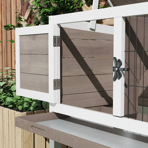 English Elm Pawhut Elevated Wooden Rabbit Hutch For Indoor/Outdoor Use – Easy Clean, Weather-Resistant Design W2225P217658-GIGA