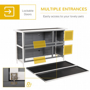 English Elm Pawhut Two Story Wooden Rabbit Hutch Waterproof Roof Lockable Doors Small Pet Habitat W2225P166442