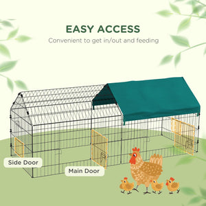 English Elm Pawhut Foldable Small Animal Playpen with Shade Roof Secure Outdoor Run Enclosure W2225P166415