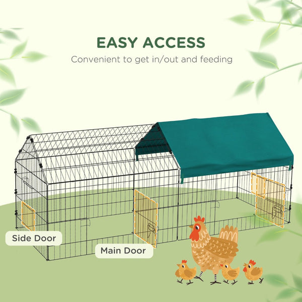 English Elm Pawhut Foldable Small Animal Playpen with Shade Roof Secure Outdoor Run Enclosure W2225P166415