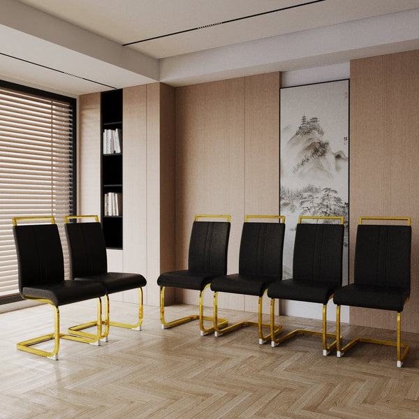 English Elm Modern Dining Chairs Set Of 4 - Stylish Pu Faux Leather With Gold-Plated Legs For Any Space W2189133301