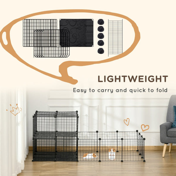 English Elm Pawhut Modular Wire Playpen for Small Pets Expandable Guinea Pig Bunny Enclosure W2225P166446