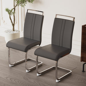 English Elm Modern Dining Chairs - Stylish Pu Leather Upholstered High Back Side Chairs With Metal Legs (Set Of 2) W2189P248184