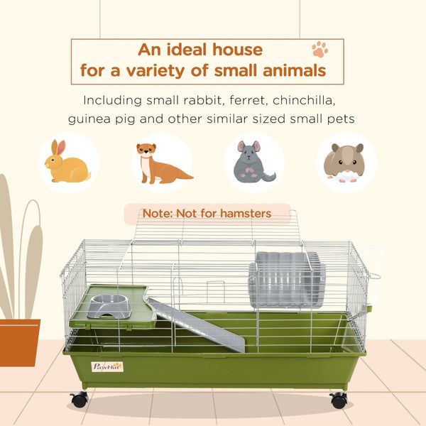 English Elm Pawhut Rolling Small Animal Cage Wire Enclosure for Rabbits Guinea Pigs Ferrets W2225P166410