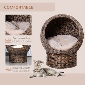 English Elm Pawhut Handwoven Elevated Cat Bed With Plush Cushion – Stylish Egg Chair For Indoor Cats, Grey W2225P166381-GIGA