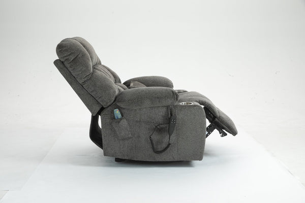 English Elm Lift Recliner Chair for Big and Tall with Velvet Cushion Heat Massage Power Motor W547S00048